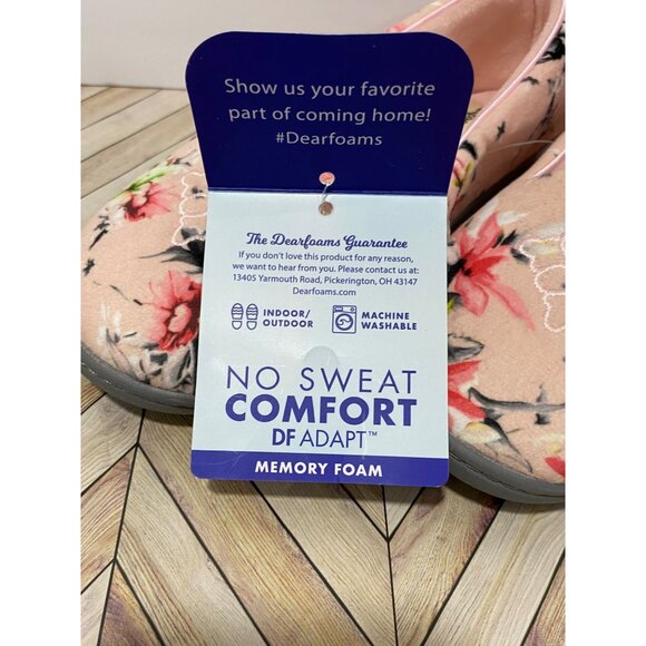 Womens Dearfoams Floral Print Memory Foam Slippers Size S Indoor Outdoor NWT - Picture 3 of 6